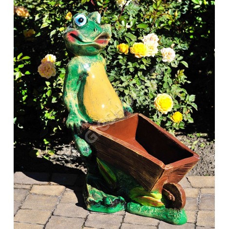 Садовая фигурка Cera Лягушка с тачкой